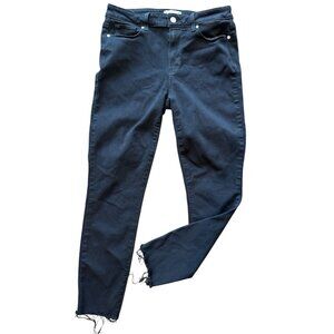 Paige Jeans Black Denim Distressed Bottom Skinny Jeans